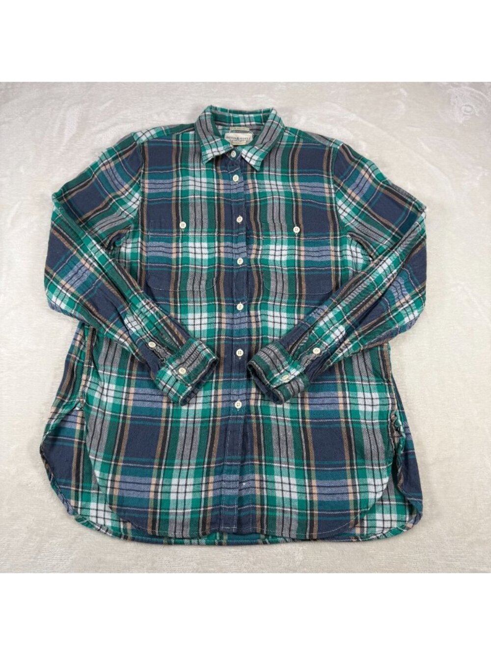 Denim & Supply Ralph Lauren Utility Green Blue Plaid Button Down Womens Medium